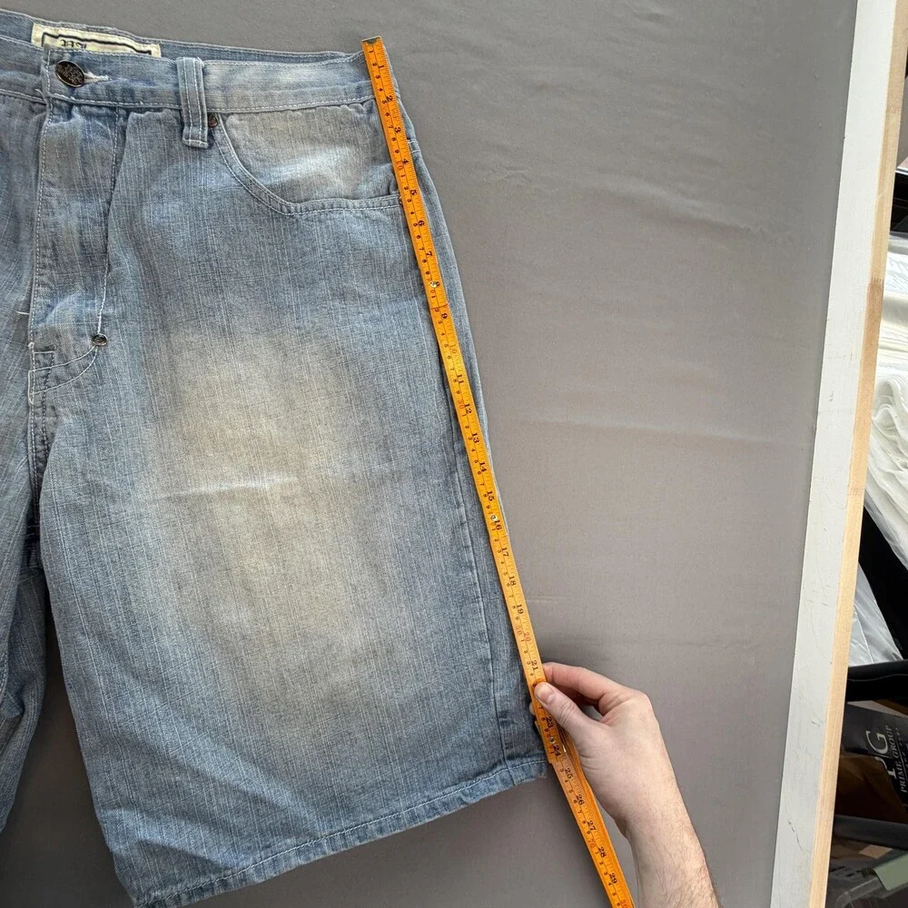 Vtg PJ Mark Denim Shorts Mens 36 Blue Light Wash Baggy Distressed 13 Inseam Y2K